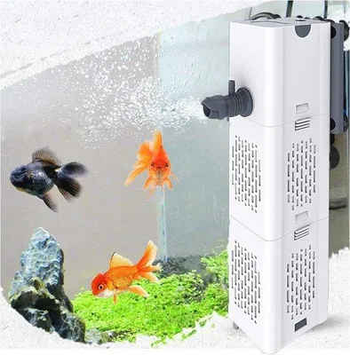 Productafbeelding van Famanu aquariumfilter 4-in-1 met waterpomp en zuurstofvoorziening, geschikt voor aquaria van 20 tot 1500 liter, met een capaciteit van 500-1800 liter per uur