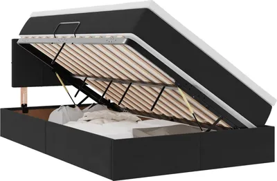 Produktbild von vidaXL LED-Speicherbett mit Matratze Schwarz 120 x 200 cm Samt