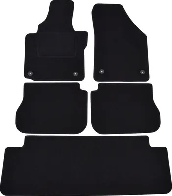 Image de Tapis De Sol Noir Velours Pour Volkswagen Caddy 2015-2020 7-mistny 5pcs, Ajustement précis, Base Antidérapante, Renforcée dans la Zone de la Pédale