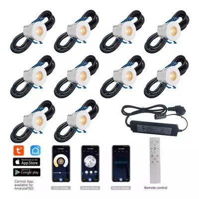 Produktbild von Smart Home LED Terassenbeleuchtung Set Spot Einbaustrahler Dimmbar Farbwechsel