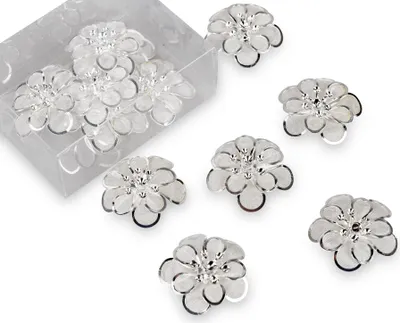 Produktbild von 6er Pack Streudeko Blumen D. 4cm silber aus Metall Formano
