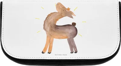 Produktbild von Mr. & Mrs. Panda Beauty Bag Lama Stolz - Weiß - Geschenk, Freundin, Beautytasche, kulturtäschchen, Kosmetiktasche, Freundinnen, Make-up Organizer, Familie, kosmetik