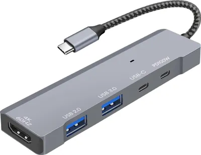 Immagine prodotto di LinQ, hub USB-C 5-in-1 con HDMI 4K 60Hz, porte USB e PD 100W, grigio