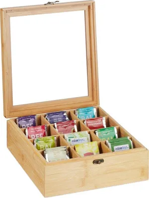 Produktbild von Famanu Teebox mit 12 Fächern - Bambus - 1 Stück