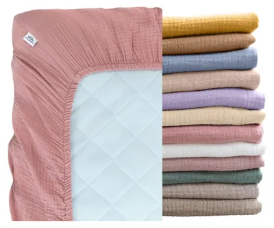Produktbild von Musselin Babybettlaken 60x120 cm Altrosa - Spannbettlaken, 100% Baumwolle