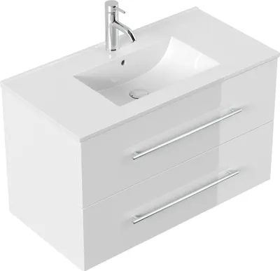 Produktbild von Badmöbel Firenze 90 SoftClose weiss hochglanz : Weiss hochglanz Varianten: Weiss hochglanz