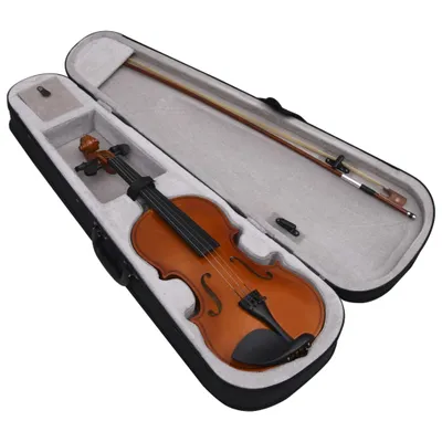 Produktbild von vidaXL Violine Komplettset mit Bogen und Kinnhalter Dunkles Holz 4/4