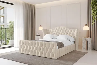 Produktbild von ALTDECOR Polsterbett mit Bettkasten - MODY-Z - 180x200 Beige - Bett mit Matratze H3/H4, Kopfteil und Fußteil, Boxbett, Doppelbett mit Stauraum