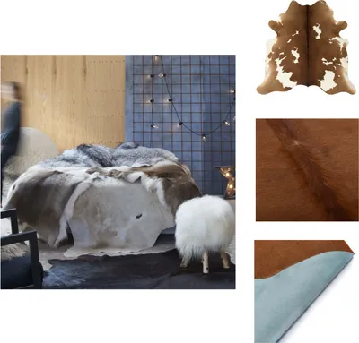 Immagine prodotto di vidaXL Tappeto in vera pelle bovina marrone e bianca 150x170 cm - Tappeti