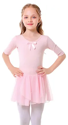 Immagine prodotto di Abito da ballet in cotone, tutù - Abito da bambina per danza - Completo da ballet per bambini - Gonna in chiffon - Maniche corte - Tessuto traspirante - Abito da danza