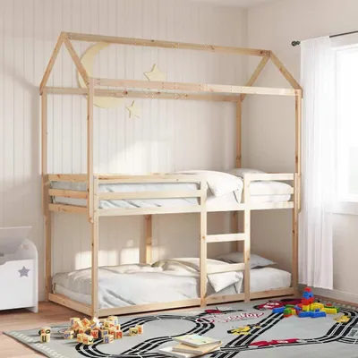 Obrázek produktu pro vidaXL Patrová postel bez matrace 90x190 cm z masivního borovicového dřeva