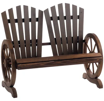 Produktbild von 2-Sitzer Gartenbank Massivholz Armlehne Gartenmöbel 250 kg Rustikal