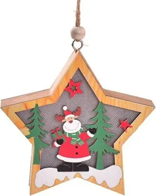 Immagine prodotto di Lampada di Natale in legno con motivo di renne - Natale