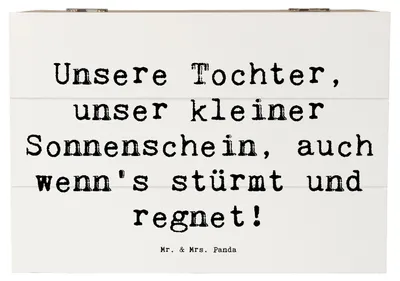 Produktbild von Mr. & Mrs. Panda Holztruhe Spruch Tochter Sonnenschein 22 x 15 cm - Weiß - Geschenk, Freude, Kiste, Box, Familie, Einfallsreichtum, schmuckbox, Optimismus, Nachbildung, Truhe