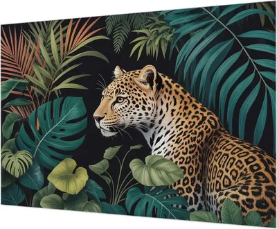 Produktbild von Wandtapete - Dekorative Tapete für Wohnzimmer - Tapetenfolie für Wanddekoration - 208x146 cm - Exotischer Leopard