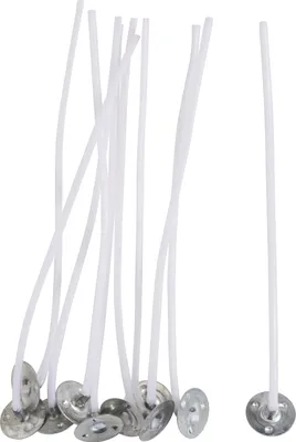 Produktbild von VBS Kerzendocht mit Metallfuß, gewachst, L 10 cm, 10 Stück Weiß