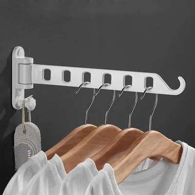 Produktbild von Kleiderständer Wandhaken 180° Drehbar, Weiß, für Balkon und Bad