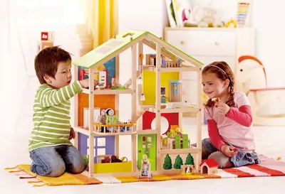 Produktbild von Hape Happy Family Vier-Jahreszeiten Haus (möbliert), E3401