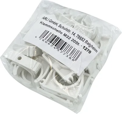 A bag of white pipe clamps.
