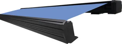 Produktbild von SOLUNA Kassettenmarkise Exquisit 4,5x3 Dessin S2828 Gestell DB703 dunkelgrau Antrieb rechts inkl. Motor und Wandschalter
