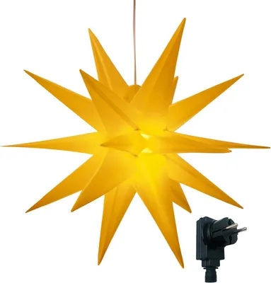Productafbeelding van 3D-lichtster met warmwitte ledverlichting - Zowel voor binnen- als buitenshuis geschikt - Spatwaterdicht conform IP44