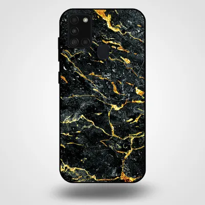 Image de Smartphonica Coque pour Samsung Galaxy A21s avec impression marbre - Coque arrière TPU design marbre - Or Noir