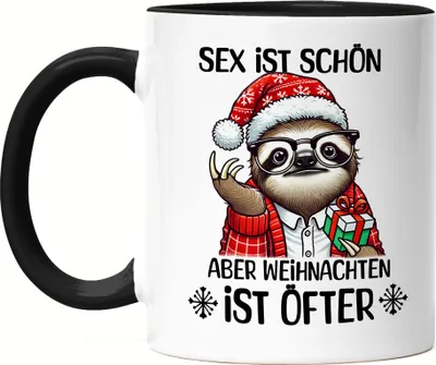 Produktbild von Sex ist schön aber Weihnachten ist öfter Tasse schwarz Weihnachten Faultier Geschenk Lustig