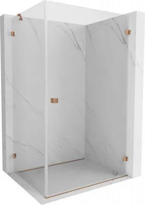 Image de Mexen Lunar-B cabine de douche pivotante droite 95 x 80 cm, transparent, cuivre brossé - 832-095-080-65-00-P