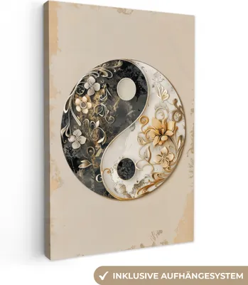 Produktbild von MuchoWow© Leinwandbilder 80x120 cm - Motiv: Yin Yang, moderne Wandbilder für Wohnzimmer & andere Zimmer