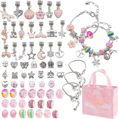 Produktbild von Geschenke für Mädchen 5-12 Jahre, Schmuck Basteln, Charm Armband Set, Kreatives Spielzeug, DIY