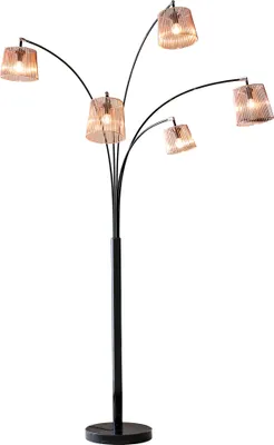 Produktbild von SalesFever Stehleuchte Five Fingers 213 cm | bewegliche Arme mit Leuchtkapseln | echter Marmorfuß | B 122 x T 38 x H 213 cm | kupfer