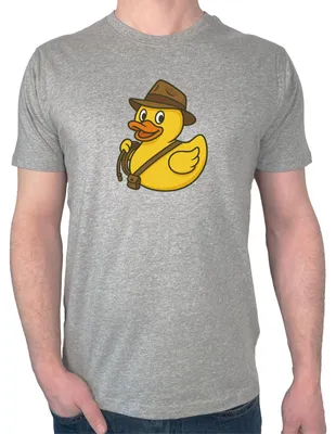 Produktbild von Huuraa Herren T-Shirt Quietscheente Abenteurer Gummiente Entdecker M Sport Grey Bio Baumwolle Fairtrade Herrenshirt Geschenkidee