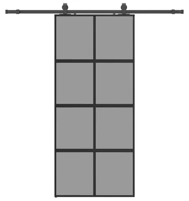 Immagine prodotto di vidaXL Porta scorrevole con rubinetteria nera 90x205 cm in vetro temperato