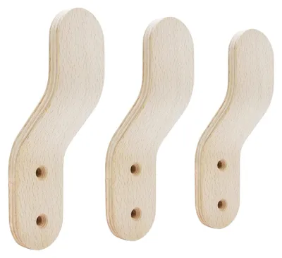 Wandhaken-Set Quad, 3er-Set, Holz, 4x15x4 cm