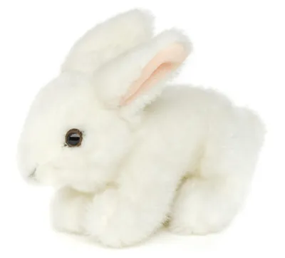 Image de Uni-Toys - Lapin allongé (blanc) - 18 cm (longueur) - Peluche lapin - Jouet en peluche, animal en peluche