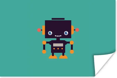Produktbild von MuchoWow® Poster Roboter - Gesicht - Antenne - Blau - Jungen 120x80 cm - Bilder