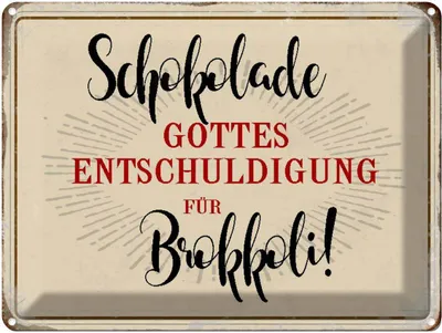 Produktbild von vianmo Blechschild 30x40 cm Schokolade Entschuldigung Spruch Zitat