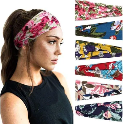 Produktbild von 6 Damen-Haarbänder für Yoga und Sport – Bohème-Haaraccessoires