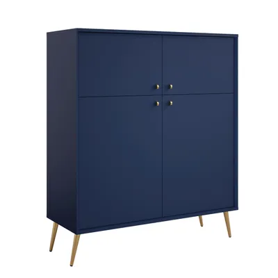Image de AX LIVING Buffet salle à manger Rorene meuble de rangement 105 cm bleu