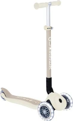 Image de GLOBBER PRIMO FOLDABLE LIGHTS ECO – Trottinette 120/80 mm, ABEC 5, 3 roues, réglable en hauteur, roues LED, blanc coco