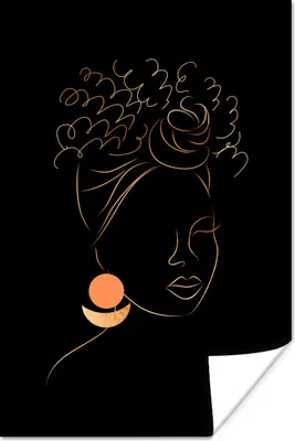 Produktbild von MuchoWow® Poster Frau - Schwarz und Gold - Strichzeichnung 60x90 cm - Wanddekoration