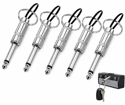Produktbild von Schlüsselbrett Set - 5-teilig mit Gitarrenstecker-Schlüsselanhängern - Wandmontage