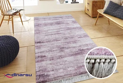 Produktbild von Dinarsu Waschbarer Teppich 1044-Lila 4mm 6x Größen Läufer Lila : 80x300 cm