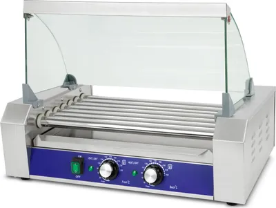 Produktbild von VERTES Gastro Hot Dog Maker aus Edelstahl, Elektrisch mit 1400W, Hot Dog Maschine mit 7 Walzen und 2 Heizzonen