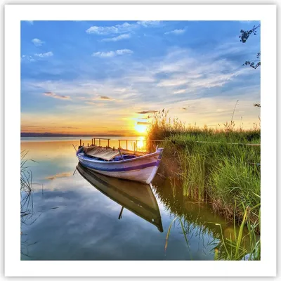 Produktbild von Poster - Poster ohne Rahmen - See Boot Wasser - 60x60 cm - Wand Bild - Wanddeko - Wandbilder - Kunstposter - Wandposter - Bilder - Kunstdruck - Wanddekoration - Wandbild - P2XAC60x60-3950