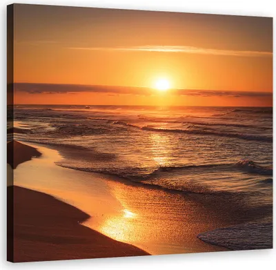 Immagine prodotto di Quadro su tela Tramonto sulla spiaggia Paesaggio 40x40 Feeby Arancione quadro per la parete pronto per essere appeso