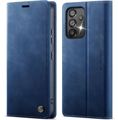 Image de Coque de protection rabattable pour Samsung Galaxy A53 5G, en simili cuir, avec porte-cartes RFID et fonction support, de couleur bleue