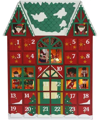 Produktbild von Adventskalender Haus aus Holz mit 24 Schubladen und LED-Beleuchtung zum Befüllen