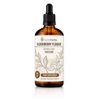 Produktbild von Holunderblüten – Tinktur 1:3 (100 ml), KI-generiertes Bild