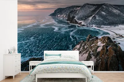 Produktbild von MuchoWow® Fototapete für Wohnzimmer oder Schlafzimmer Wandtapete Vinyl Motivtapete Der Baikalsee im Winter - 525x350 cm - Das Hintergrundbild